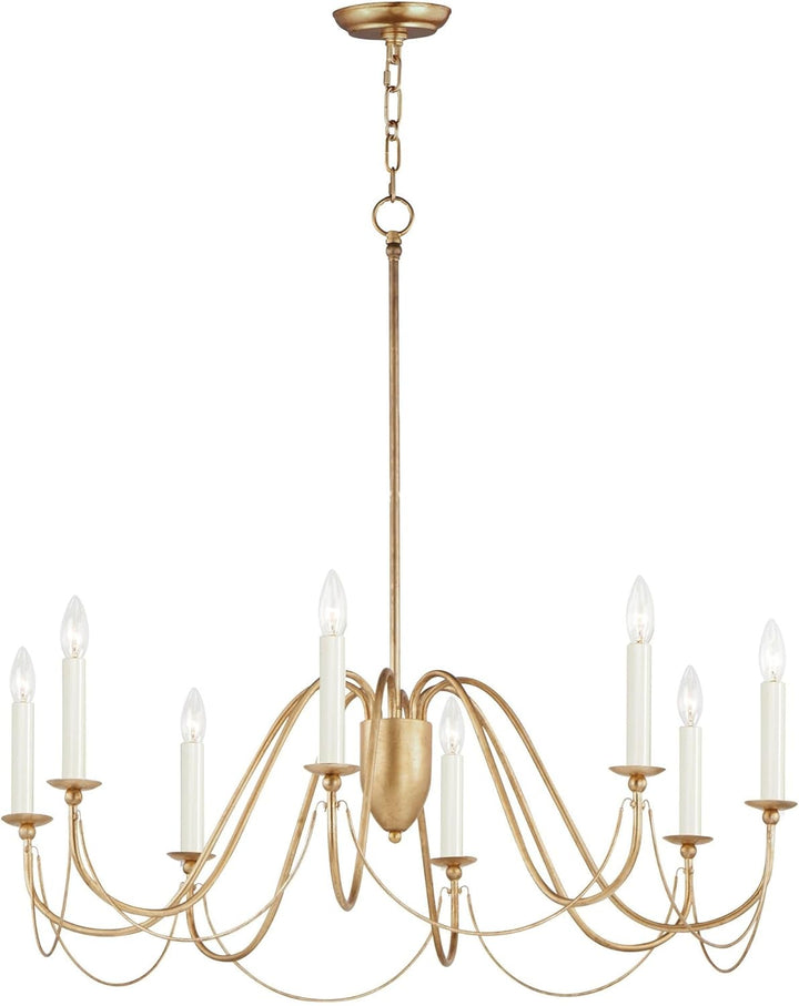 Maxim Lighting Plumette 8-Light Gold Leaf Chandelier, 28"L x 36"W x 30"H