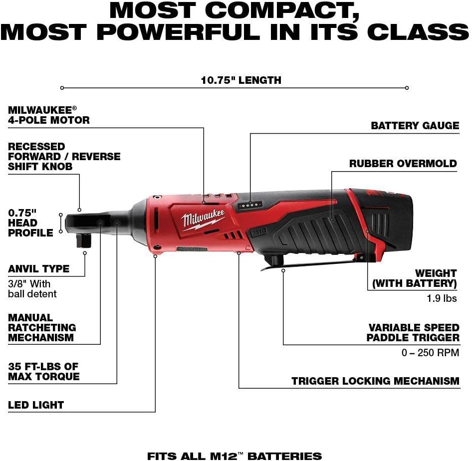 Milwaukee M12 12V Lithium-Ion Cordless Drill/Driver, Impact Driver, 3/8 in. Ratchet, HACKZALL Recip Saw & Worklight Combo Kit (5-Tool)