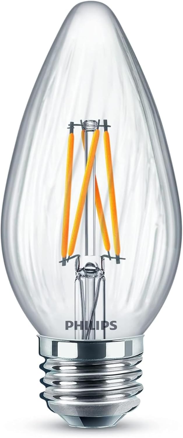 Philips 60-Watt Equivalent F15 Dimmable LED Post Light Bulb, Soft White Clear, Warm Glow Effect, E26 Base, 1-Pack
