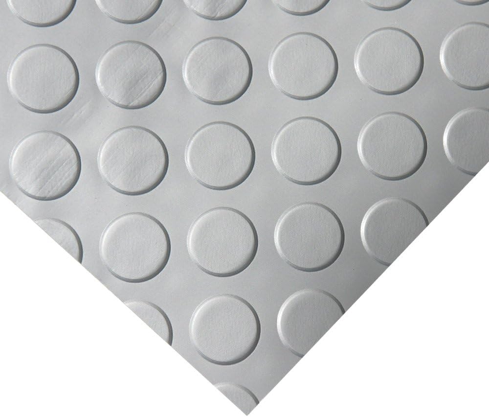 Rubber-Cal "Coin-Grip Metallic" 4 ft. x 15 ft. Silver Commercial PVC Flooring