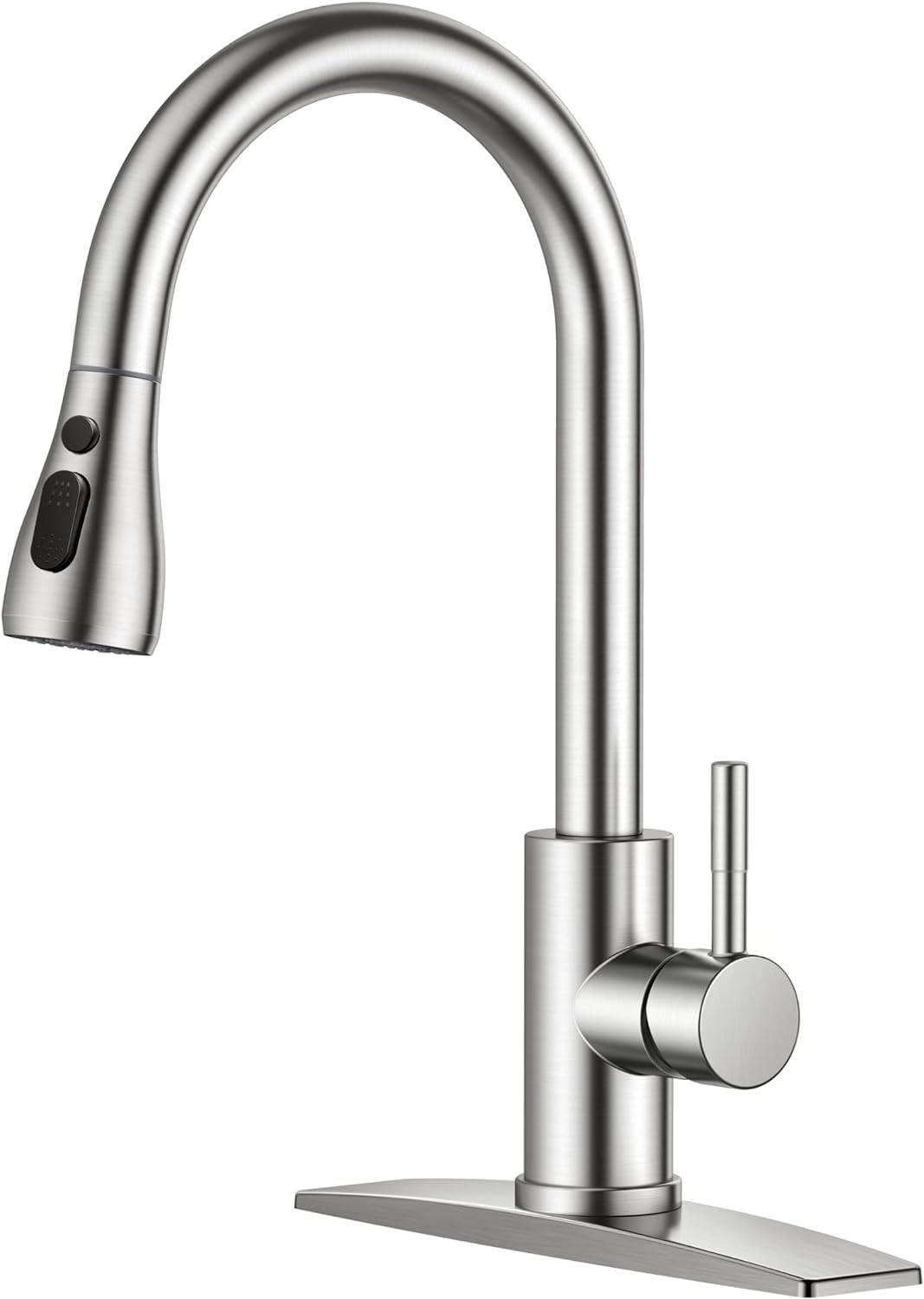FORIOUS Pull Down Sprayer Kitchen Faucet, Brushed Nickel, High Arc Single Handle, Stainless Steel