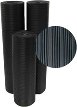 Rubber-Cal Composite-Rib Corrugated Rubber Floor Mat Roll, 1/8 in Thick x 3 ft x 4 ft, Black