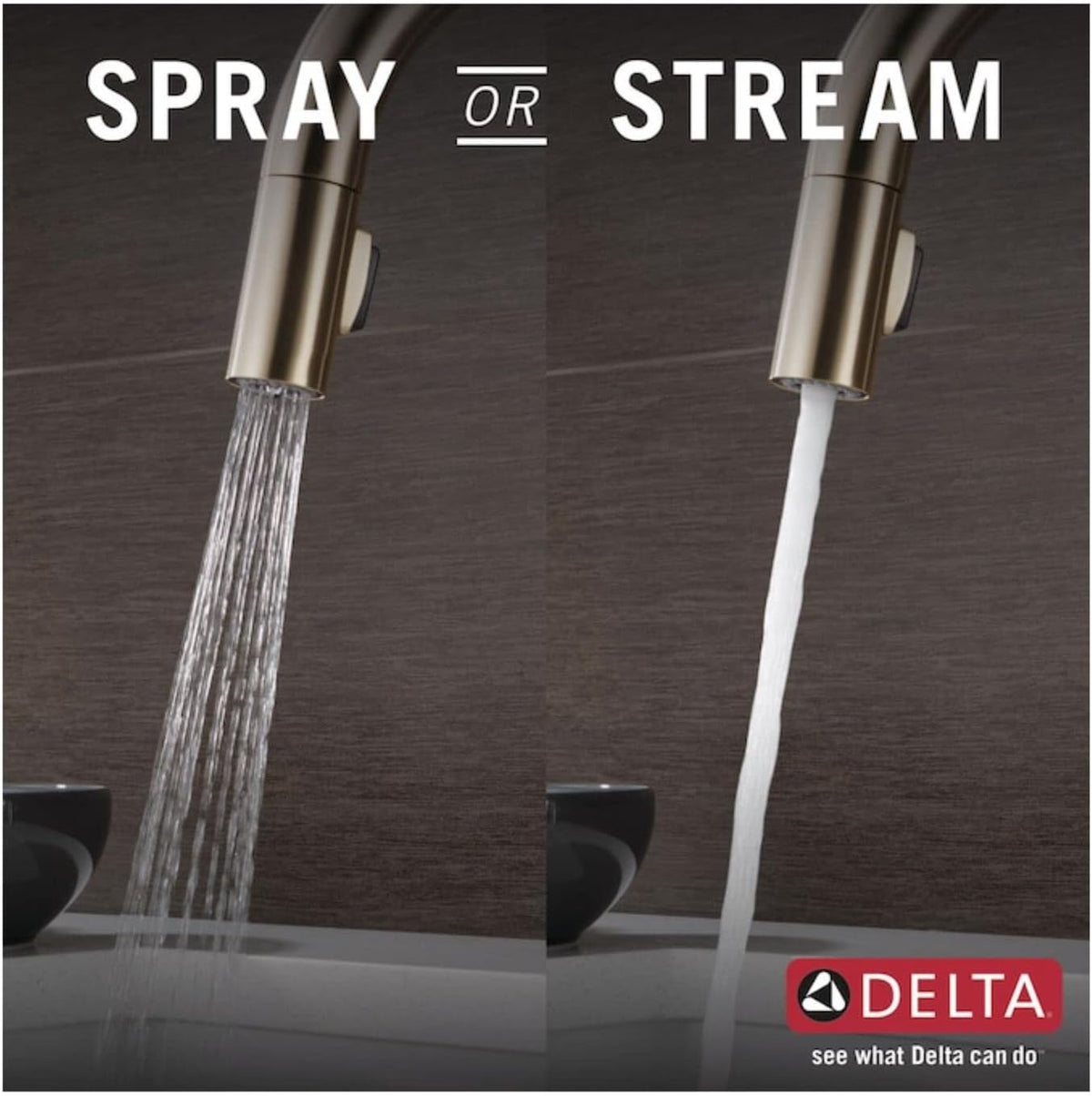 Delta Trask Champagne Bronze 1‑Handle Deck‑Mount Pull‑Down Kitchen Faucet with Deck Plate
