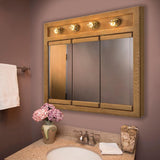 Richland 48 in. W x 30 in. H x 5 in. D Framed 6-Light Tri-View Surface-Mount Bathroom Medicine Cabinet in Nutmeg Oak - Super Arbor