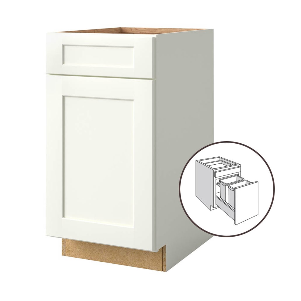 allen + roth Aveley 18-in W x 34.5-in H x 24-in D Linen 1-Drawer Pull-out Wastebasket Base Fully Assembled Cabinet (Flat Panel Shaker Style)