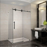 Langham 44 in. - 48 in. x 33.8125 in. x 75 in. Frameless Corner Sliding Shower Door in Matte Black - Super Arbor