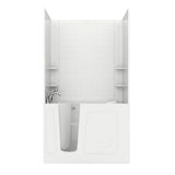Rampart Nova Heated 5 ft. Walk-in Whirlpool and Air Bathtub with 6 in. Tile Easy Up Adhesive Wall Surround in White - Super Arbor