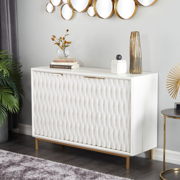 Grayson Lane White 1 Shelf and 3 Doors Accent Chest