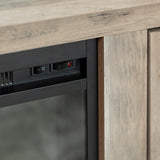 58 in. Wood Media TV Stand Console with Fireplace - Grey Wash - Super Arbor