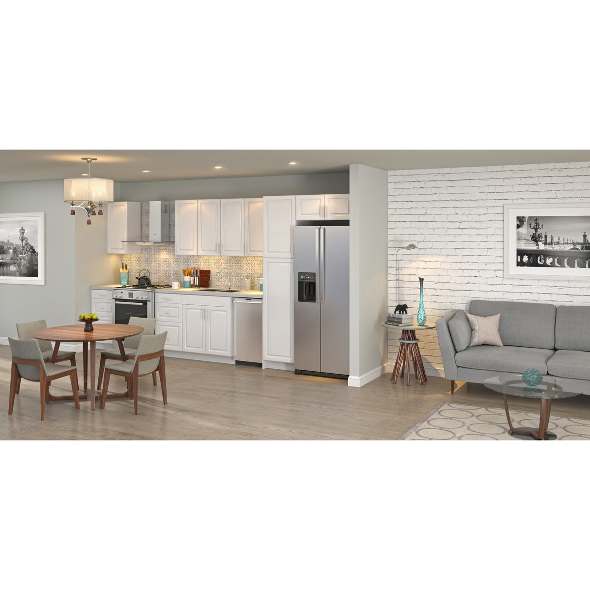 Project Source Cheyenne White 36-in W x 34.5-in H x 24.56-in D White 1-Drawer Base Ready To Assemble Cabinet (Raised Panel Square Style)