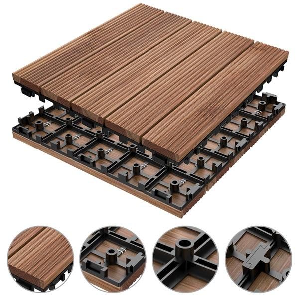 Yaheetech 12x 12''Patio Pavers Decking Flooring Deck Tiles Interlocking Wood Patio Tiles Pack of 11 Tiles For Patio Garden Deck Poolside Indoor and Outdoor，Indoor and Outdoor