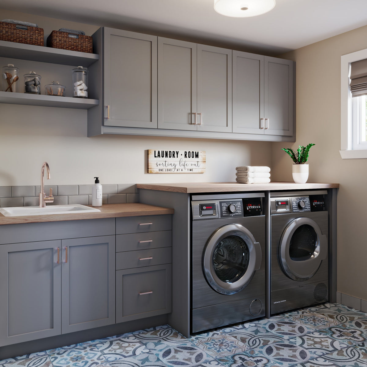 Hugo&Borg Beaumont 15-in W x 34.5-in H x 14-in D Slate Gray 1-Drawer Base Fully Assembled Cabinet (Flat Panel Shaker Style)
