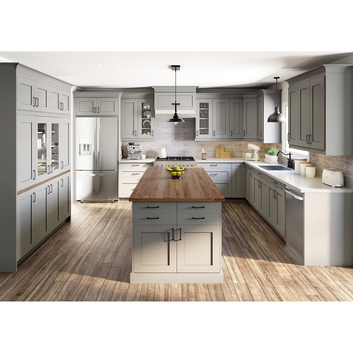 Hugo&Borg Beaumont 15-in W x 34.5-in H x 14-in D Slate Gray 1-Drawer Base Fully Assembled Cabinet (Flat Panel Shaker Style)