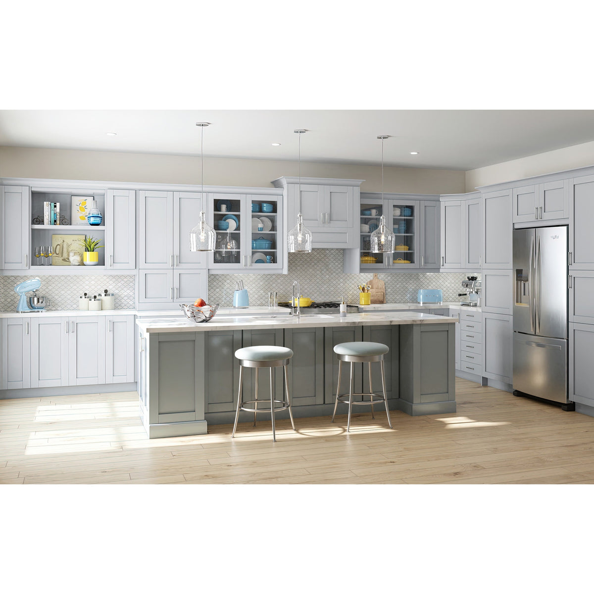 Hugo&Borg Charlesberg 30-in W x 35-in H x 14-in D Gray Blind Wall Fully Assembled Cabinet (Recessed Panel Shaker Door Style)