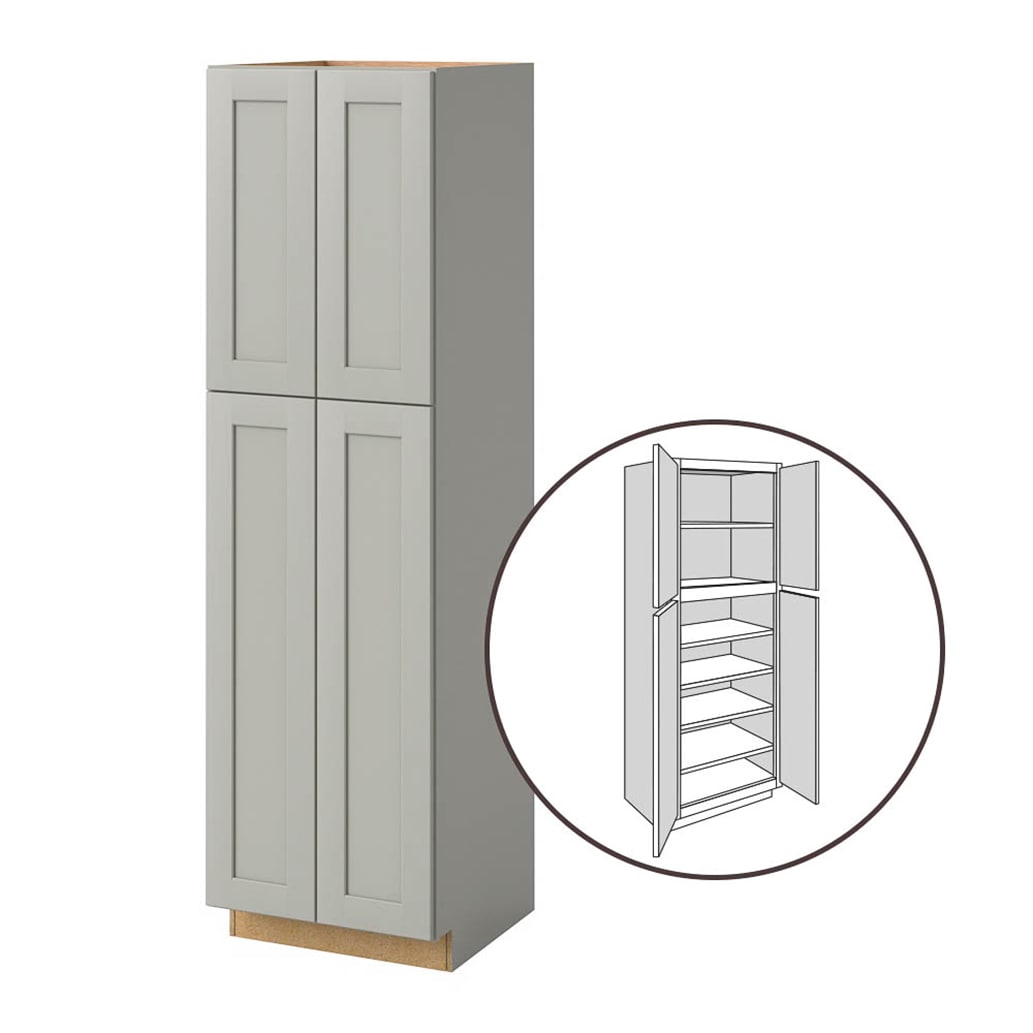 allen + roth Stonewall 24-in W x 84-in H x 24-in D Stone Pantry Fully Assembled Cabinet (Flat Panel Shaker Door Style)