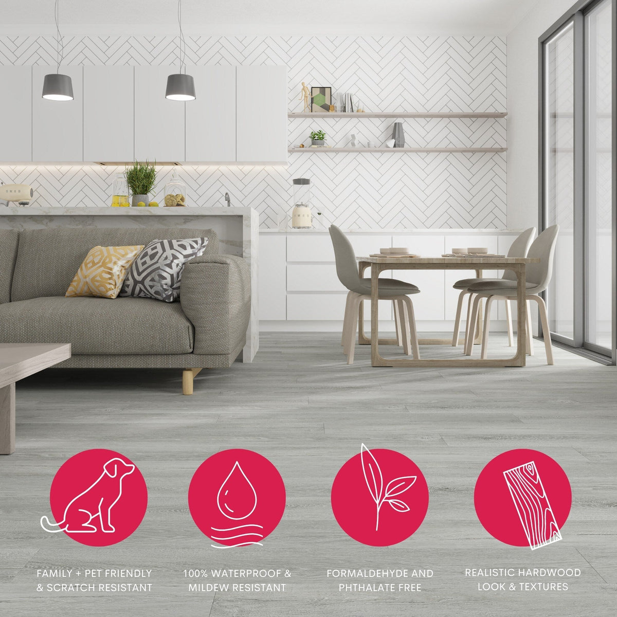 Lucida USA (Sample) MaxCore Pro Greywolk Gray Wood Look 20-mil Waterproof Interlocking Luxury Vinyl Plank
