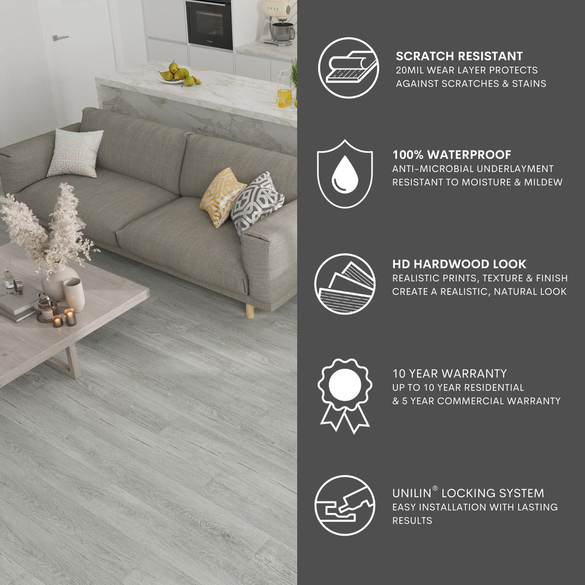 Lucida USA (Sample) MaxCore Pro Greywolk Gray Wood Look 20-mil Waterproof Interlocking Luxury Vinyl Plank