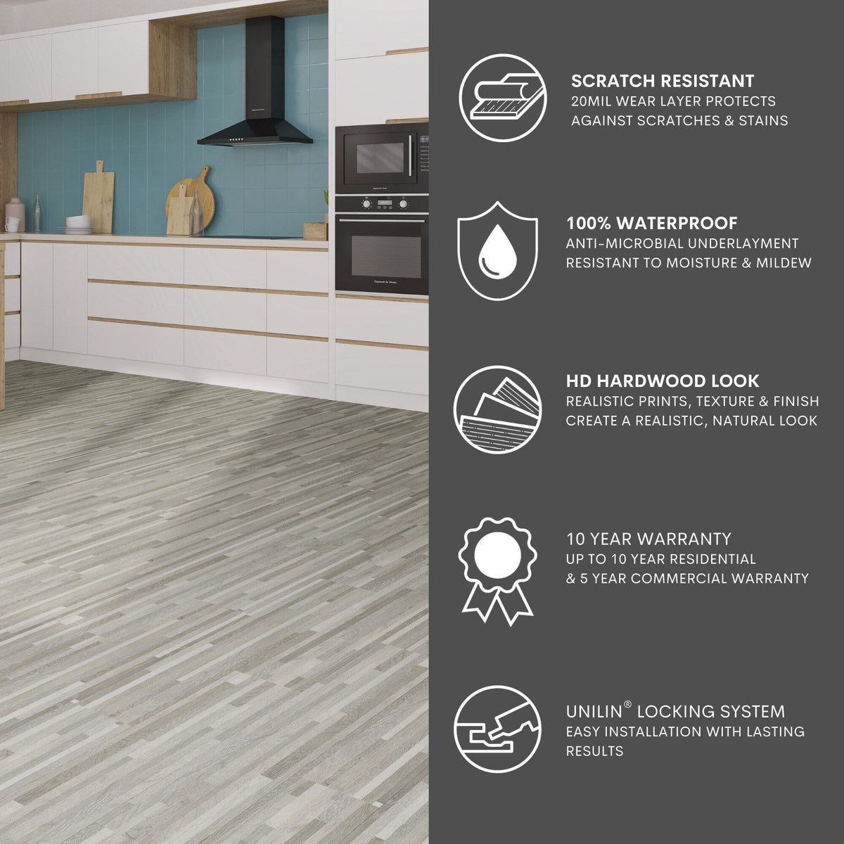 Lucida USA (Sample) MaxCore Pro Silverbar Gray Wood Look 20-mil Waterproof Interlocking Luxury Vinyl Plank