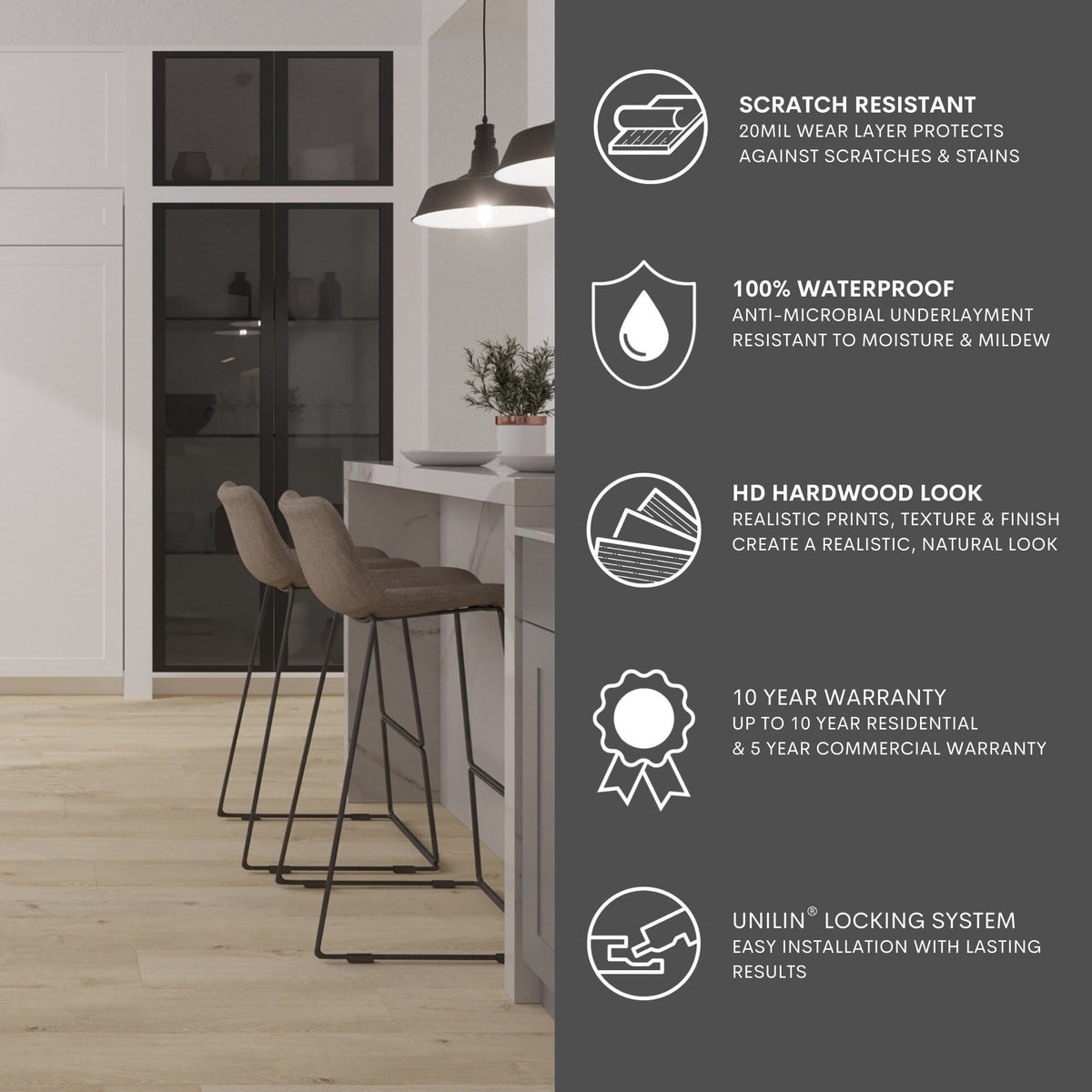 Lucida USA (Sample) MaxCore Pro Natural Oak Gray Wood Look 20-mil Waterproof Interlocking Luxury Vinyl Plank