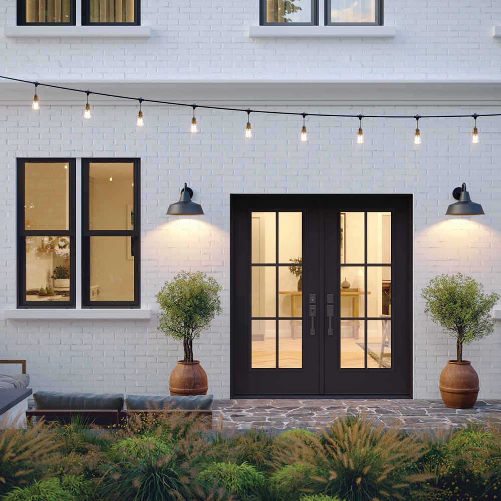 JELD-WEN 72-in x 80-in Steel French, Left-hand inswing – installed room view