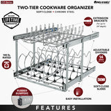 Rev-A-Shelf Two-Tier Pull-Out Cookware Organizer, 20.75-in W x 18-in H, Chrome, Soft-Close