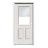 Therma-Tru Benchmark Doors 32-in x 80-in Steel Half Lite Left-Hand Inswing Ready-to-Paint Prehung Front Door with Brickmould and Internal Blinds