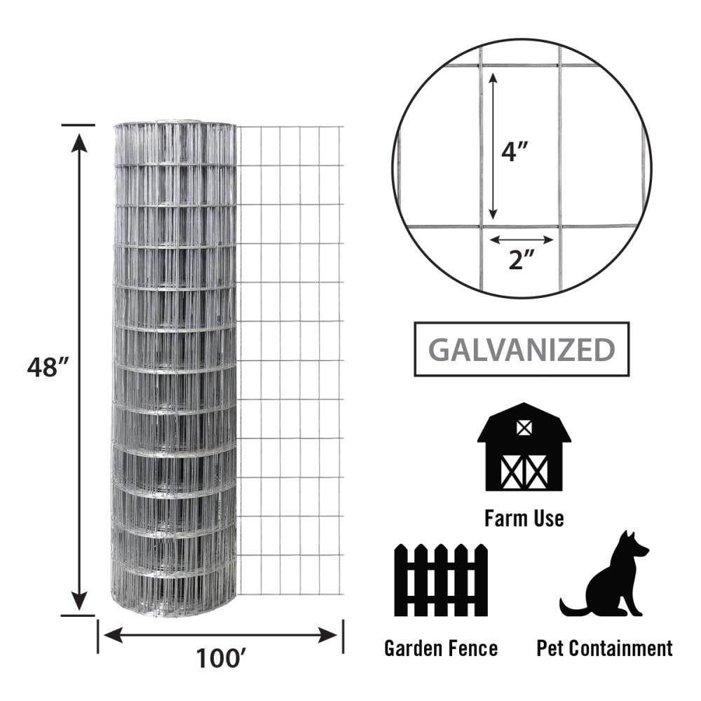 IRONRIDGE 100-Ft x 4-Ft 14-Gauge Gray Steel Welded Wire Fence