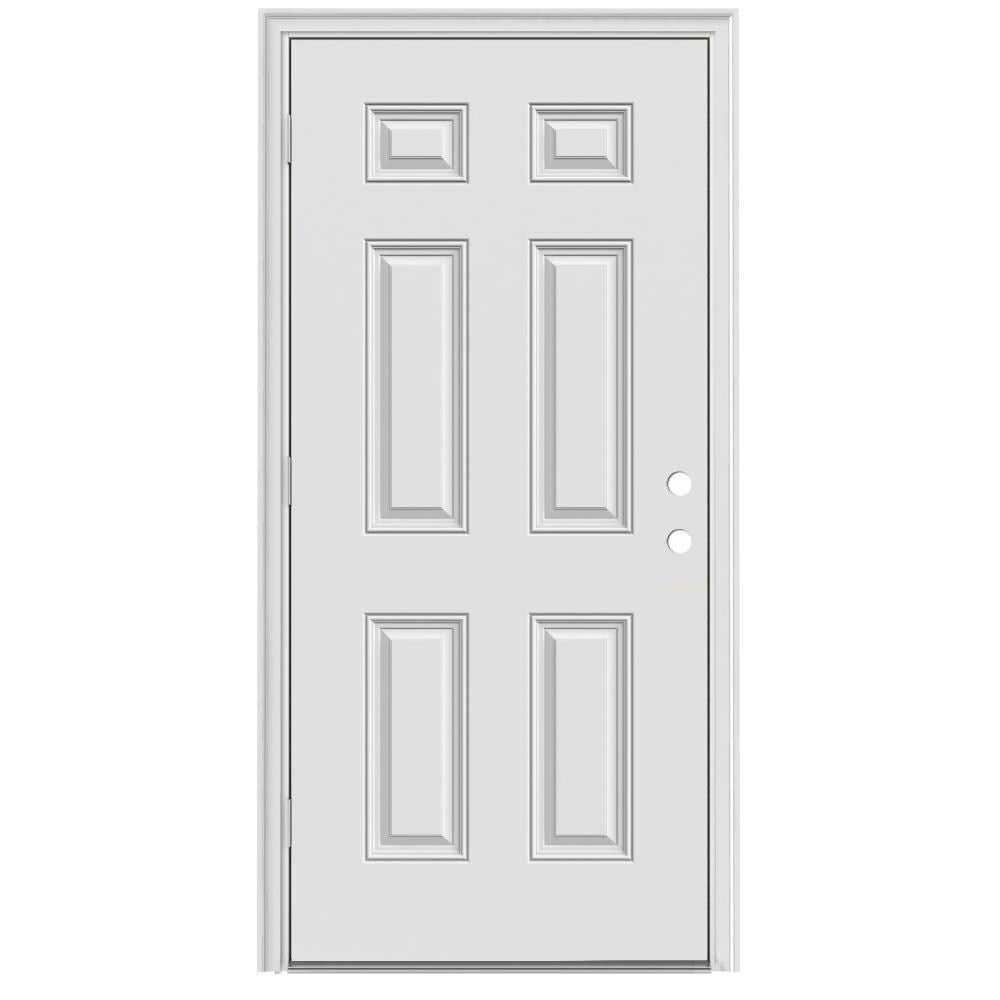 Therma-Tru Benchmark Doors 32-in x 80-in Steel Right-Hand Outswing Ready-to-Paint Unfinished Prehung Single Front Door with Brickmould