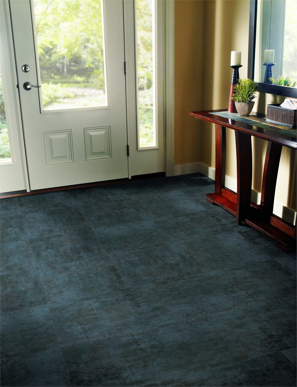 Armstrong Flooring Terraza Grand 18-in x 18-in Aspen Gray Stained Concrete Peel and Stick Vinyl Tile
