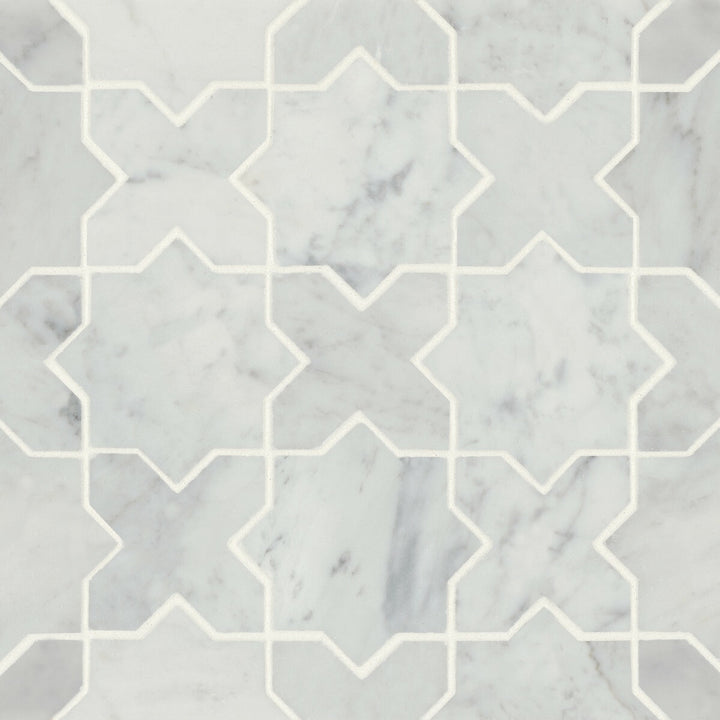 Bedrosians Monet White Carrara 12-in x 12-in Honed Natural Stone Marble Mixed Pattern Marble Look Tile (5.1-sq. ft/ Carton)