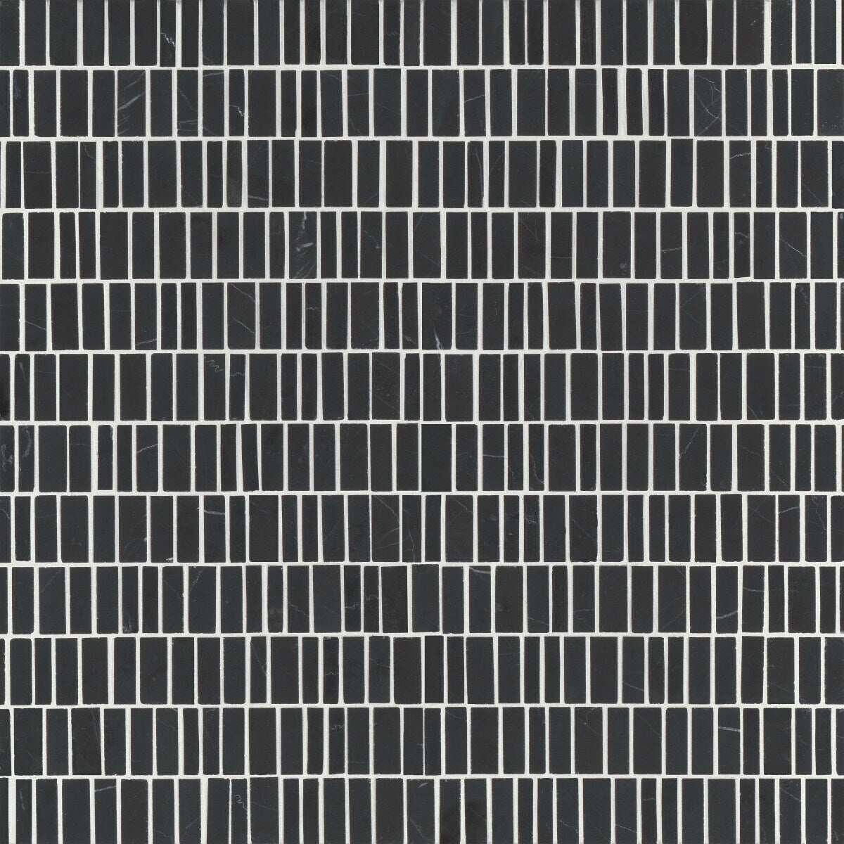 Bedrosians Monet Nero Marquina 12-in x 12-in Honed Natural Stone Marble Brick Mosaic Tile, 5.1-sq ft/Carton
