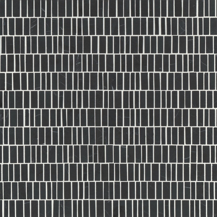 Bedrosians Monet Nero Marquina 12-in x 12-in Honed Natural Stone Marble Brick Mosaic Tile, 5.1-sq ft/Carton