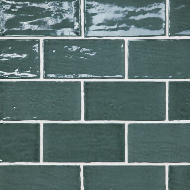 Bedrosians Marin Ocean Teal (Teal) 3-in x 6-in Glossy Ceramic Subway Wall Tile (5.38-sq. ft/ Carton)
