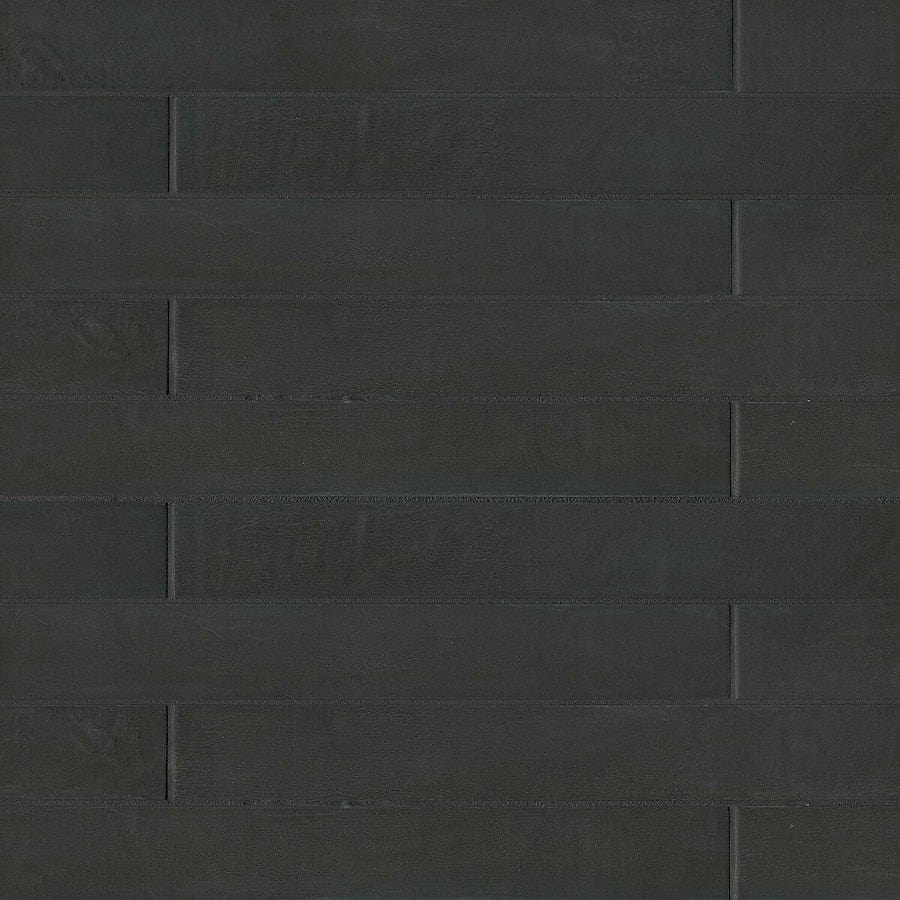 Bedrosians Allora Solid Black 3-in x 24-in Matte Porcelain Patterned Floor and Wall Tile (10.66-sq. ft/ Carton)