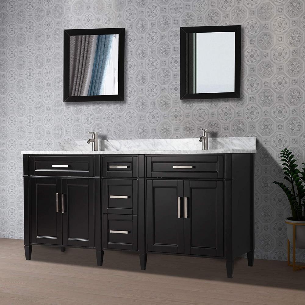 Savona 72 in. W x 22 in. D x 36 in. H Bath Vanity in Espresso with Vanity Top in White with White Basin and Mirror - Super Arbor