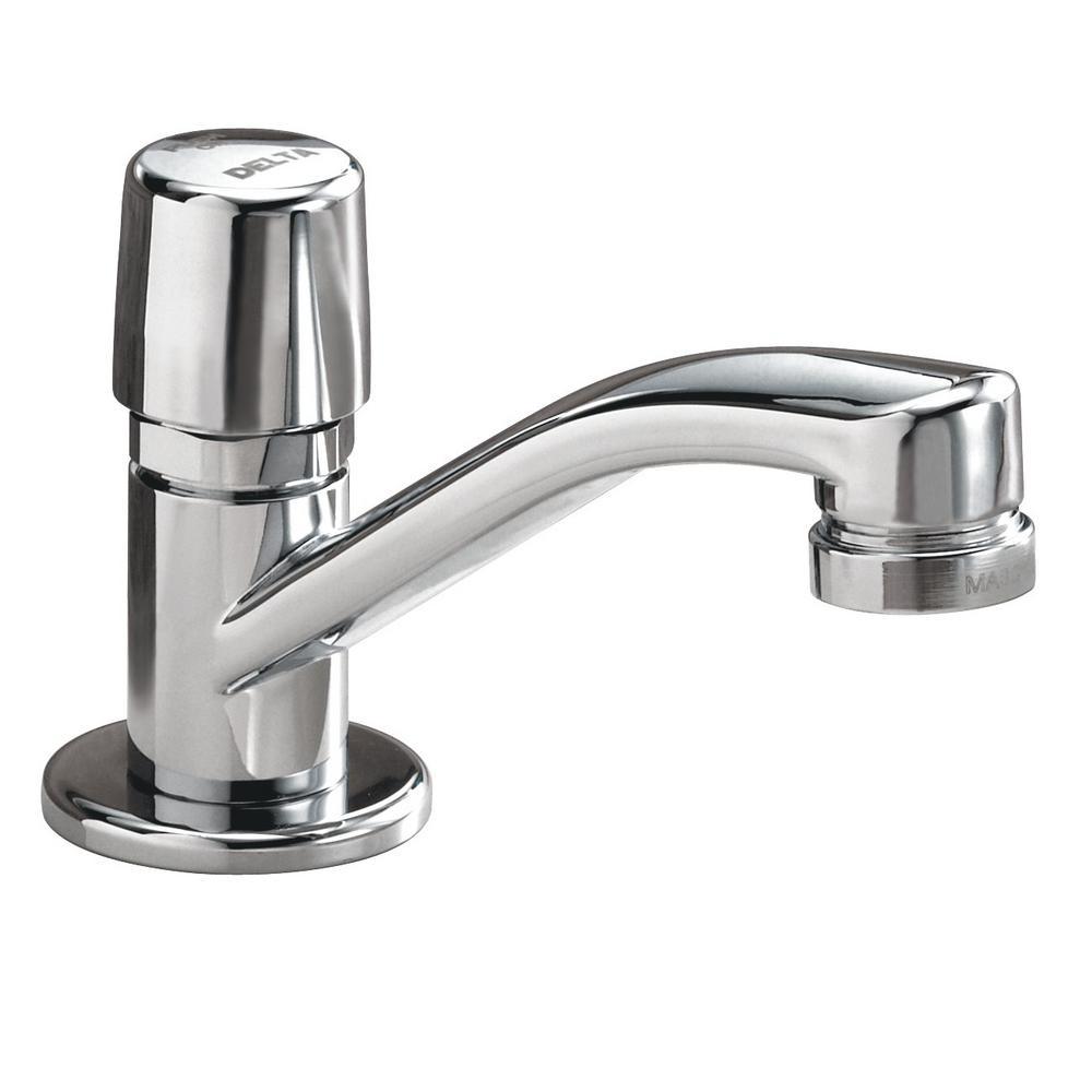 Single-Handle Metering Utility Faucet in Chrome - Super Arbor