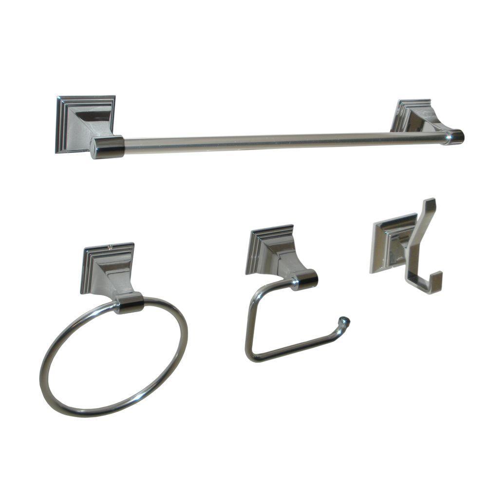 Leonard Collection 4-Piece Bathroom Hardware Kit in Satin Nickel - Super Arbor
