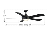 Fanimation Studio Collection AireDrop WiFi 52-in Black LED Indoor Smart Ceiling Fan with Remote (5-Blade)