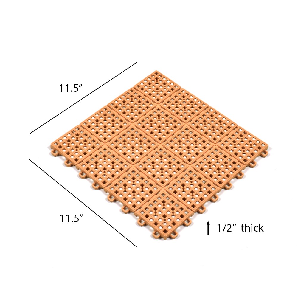 Greatmats Brown PVC Deck Tiles (25-Pack) - Waterproof, Slip Resistant, Easy DIY Installation