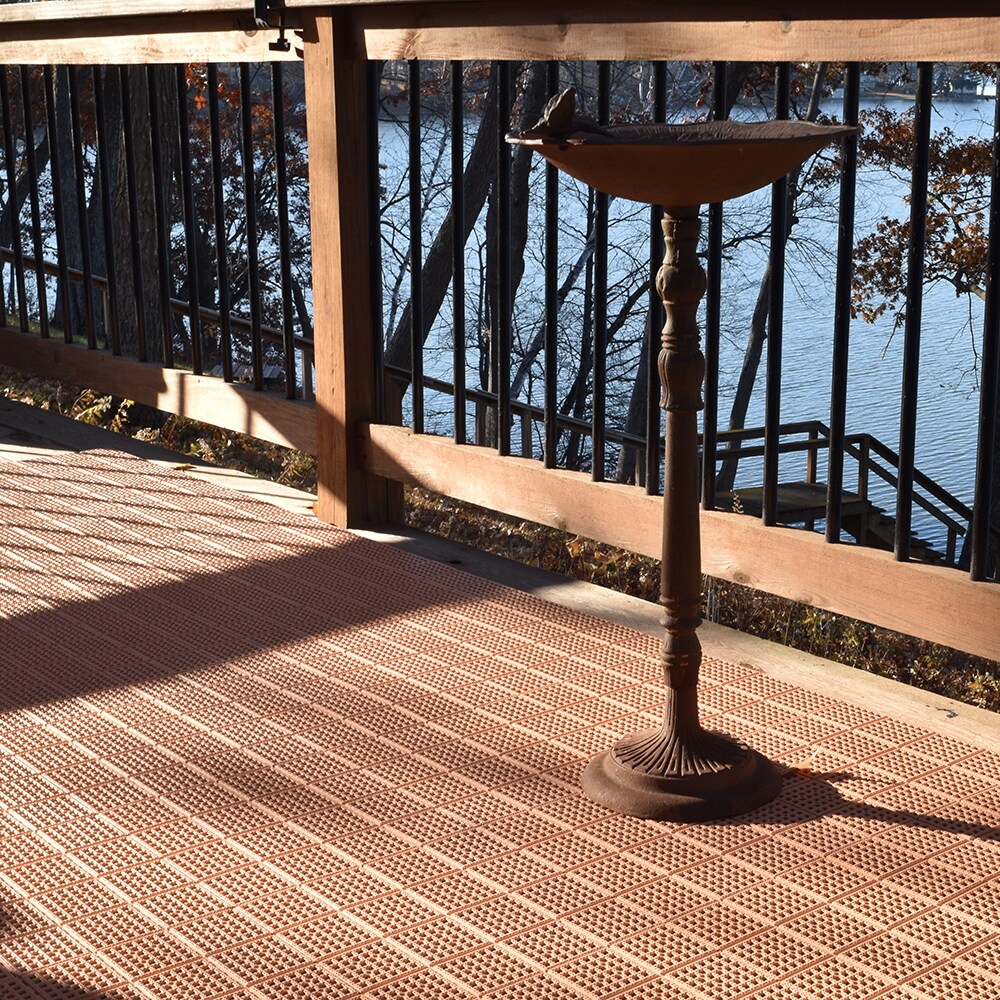 Greatmats Brown PVC Deck Tiles (25-Pack) - Waterproof, Slip Resistant, Easy DIY Installation