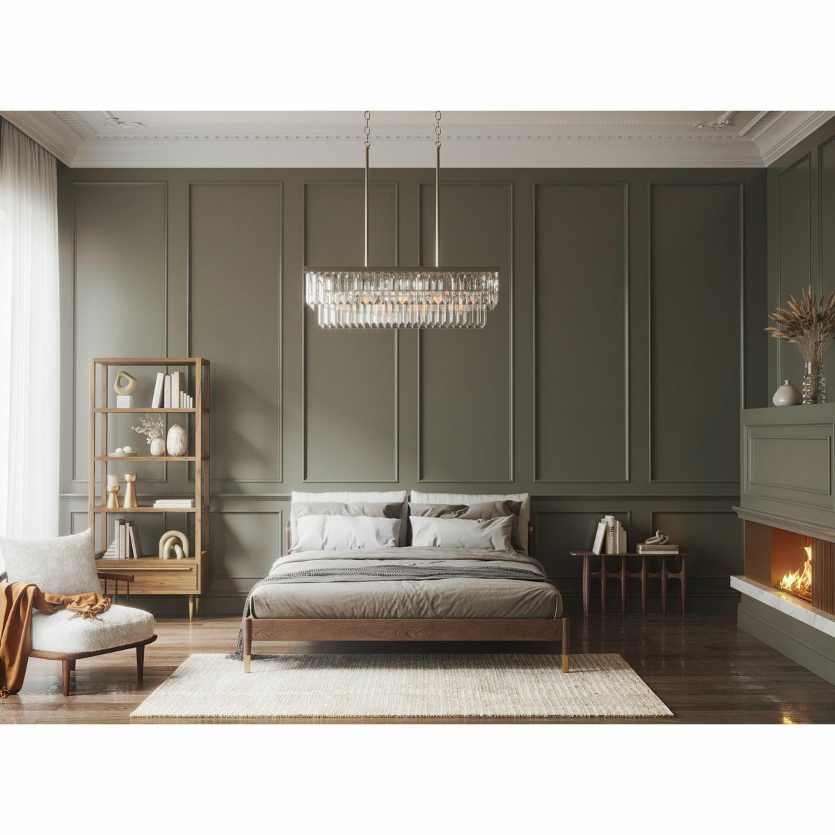 Progress Lighting Glimmer 4-Light Linear Kitchen Island Light in Silver Ridge, 33.875-in W x 11-in H