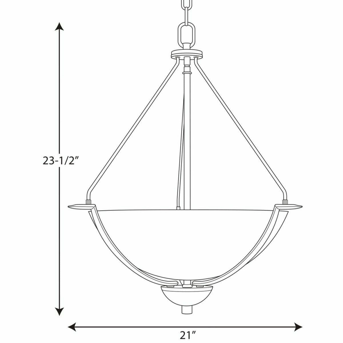 Progress Lighting Bravo 3-Light Antique Bronze Transitional Etched Glass Bowl Medium Hanging Pendant Light