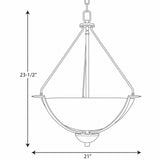 Progress Lighting Bravo 3-Light Antique Bronze Transitional Etched Glass Bowl Medium Hanging Pendant Light