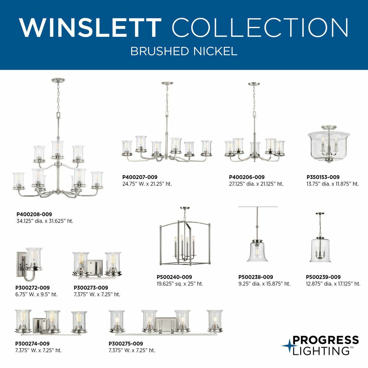 Progress Lighting Winslett 5-Light Brushed Nickel Coastal Chandelier