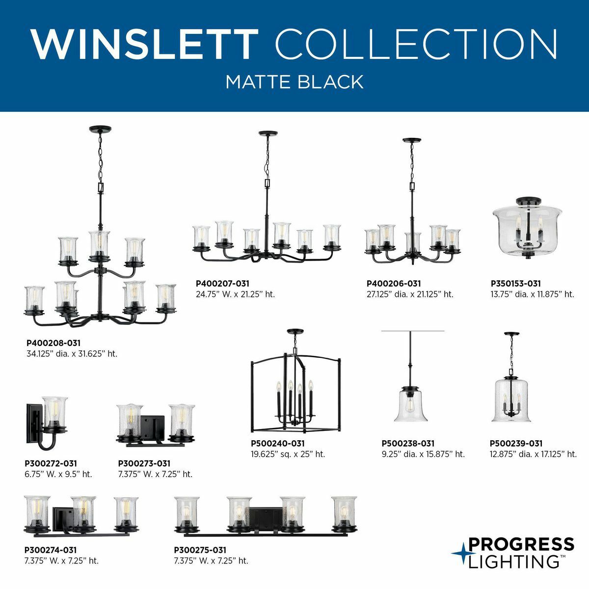 Progress Lighting Winslett 5-Light Matte Black Coastal Chandelier