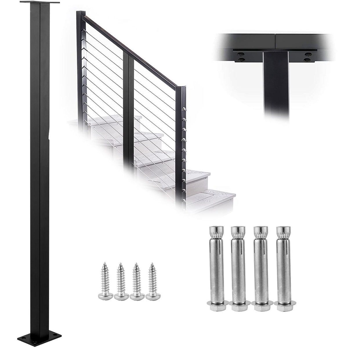 VEVOR railing post 3-ft x 1.5-in Stainless Steel Deck Stair Rail Kit