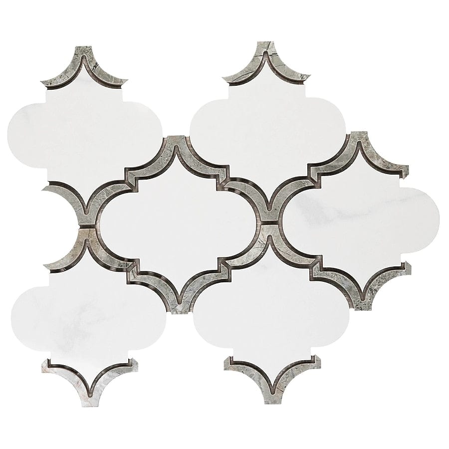 allen + roth Waterjet Arabesque White 10-in x 13-in Polished Porcelain Lantern Marble Look Wall Tile (0.87-sq. ft/ Piece)