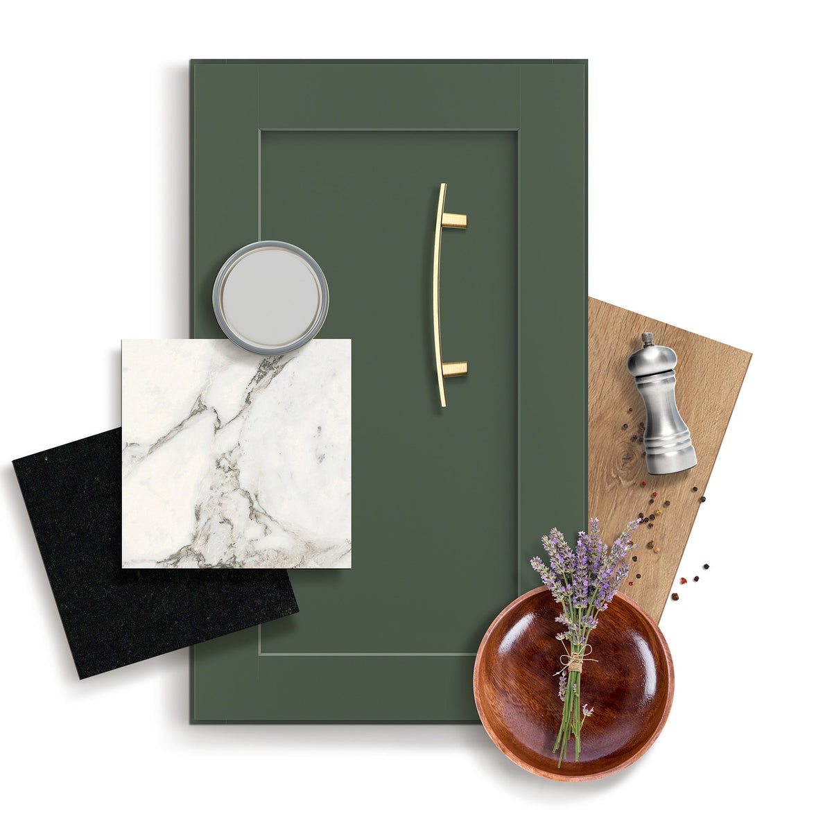 allen + roth Galway 33-in W x 34.5-in H x 24-in D Sage Diagonal Corner Base Fully Assembled Cabinet (Flat Panel Shaker Style)