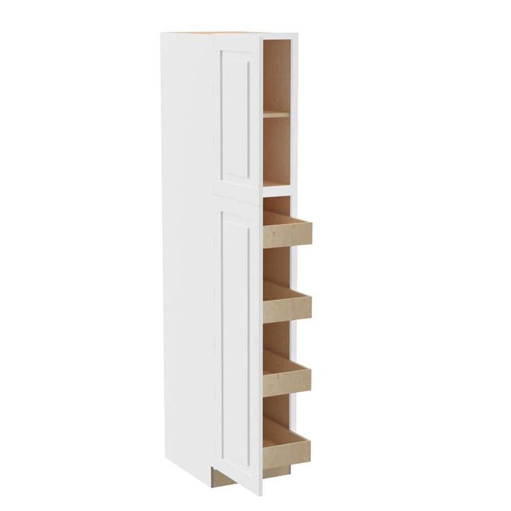 Home Decorators Collection Grayson 18 in. W x 24 in. D x 84 in. H Assembled Plywood Pantry Kitchen Cabinet in Pacific White with 4ROT Soft Close LH