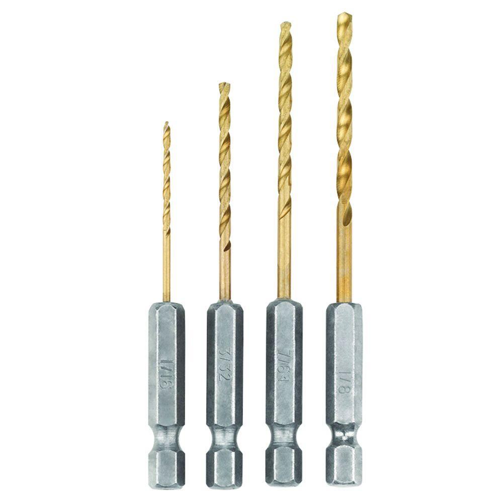 SpeedLoad+ Titanium 4-Piece Hex Shank Pilot Drill Bit Set - Super Arbor